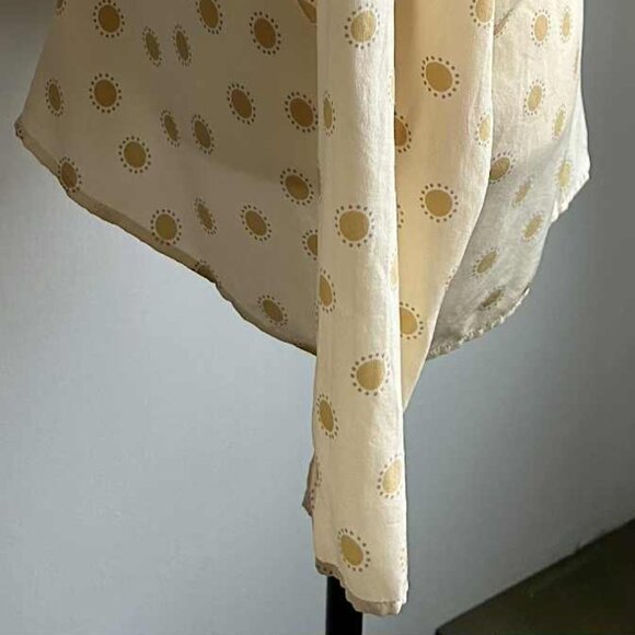 Alfred Sung Vintage Butter Pure Silk Wrap Blouse with Sunburst Dots – US 12 - Picture 6 of 12
